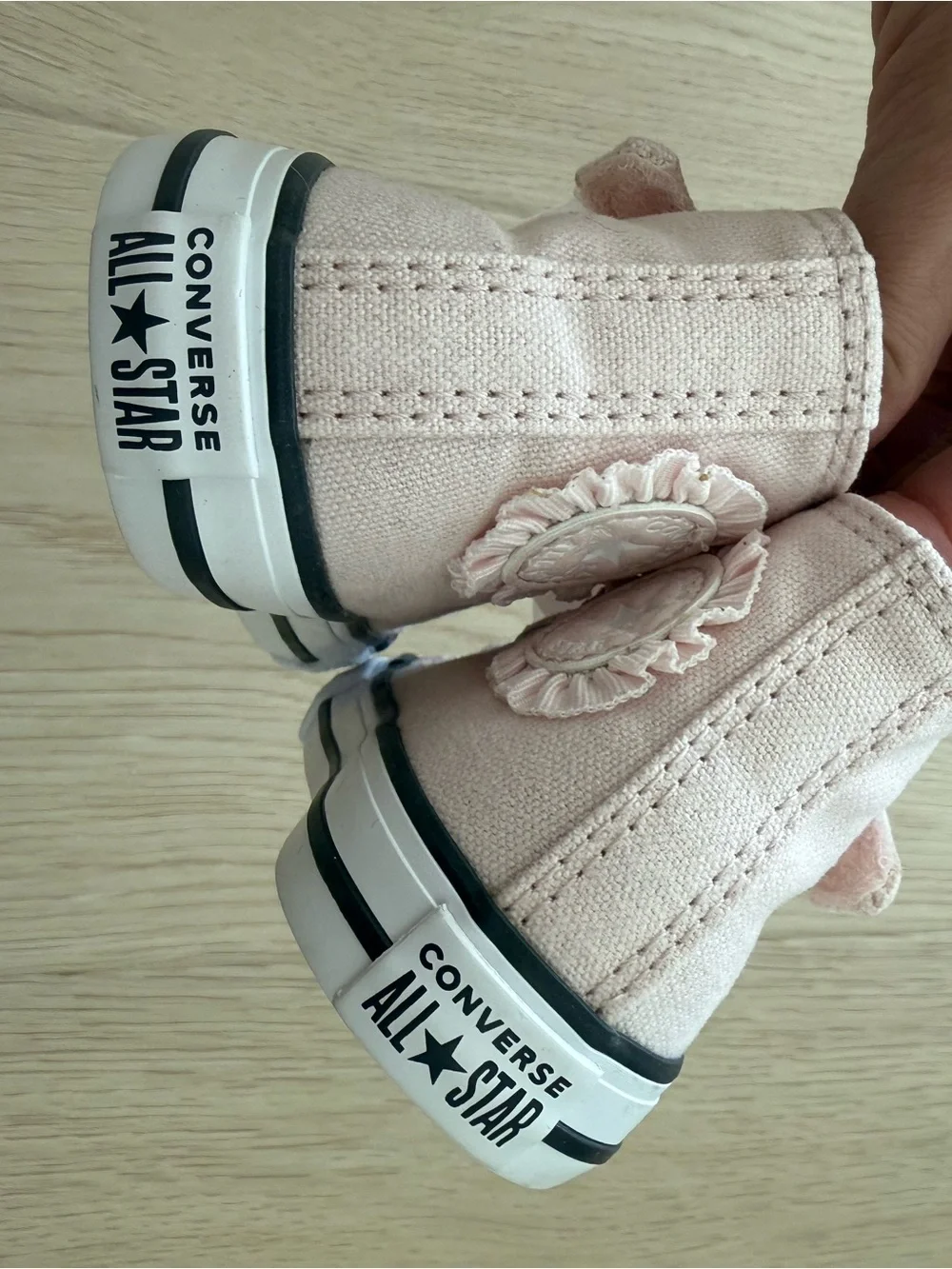 NWOT Converse Kids Light Pink High-Top Sneakers with Satin Bows